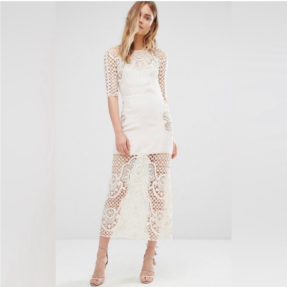 For Love And Lemons Cream Lace Long Sleeve Dress